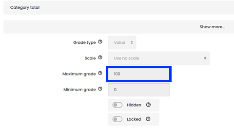 Moodle - Gradebook - Category Total - Maximum Grade